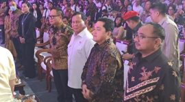 FORMAL: Momen sejumlah pejabat negara bersama capres nomor urut dua Prabowo Subianto saat hadiri acara Natal yang digelar Kementerian BUMN. Senin, (15/012023). (ist/TELITI.ID) 